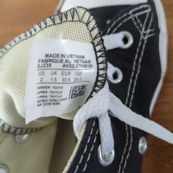 Converse All-Star Chuck Taylor Low sneakers Black Big kids size 2 - Picture 8 of 8